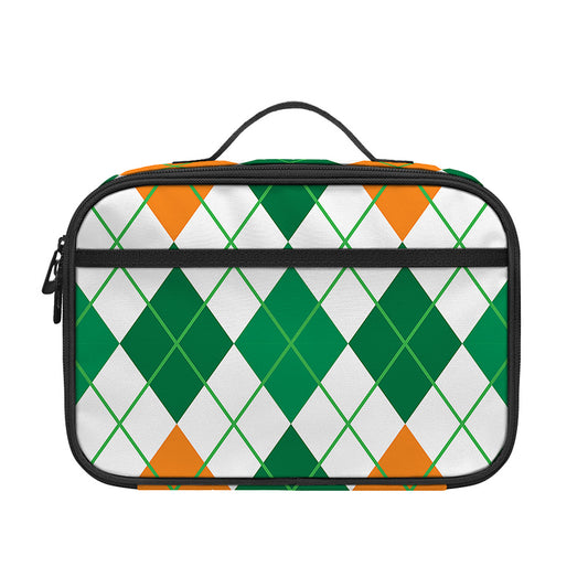 St Patrick's Day Argyle Pattern Print Portable Lunch Bag