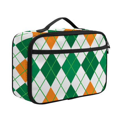 St Patrick's Day Argyle Pattern Print Portable Lunch Bag