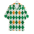 St Patrick's Day Argyle Pattern Print Rayon Hawaiian Shirt