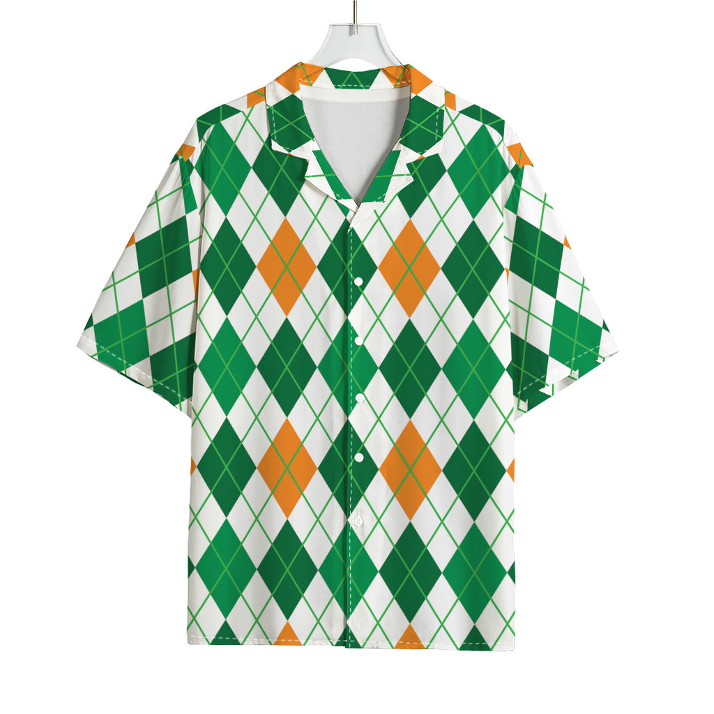 St Patrick's Day Argyle Pattern Print Rayon Hawaiian Shirt