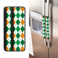 St Patrick's Day Argyle Pattern Print Refrigerator Handle Covers