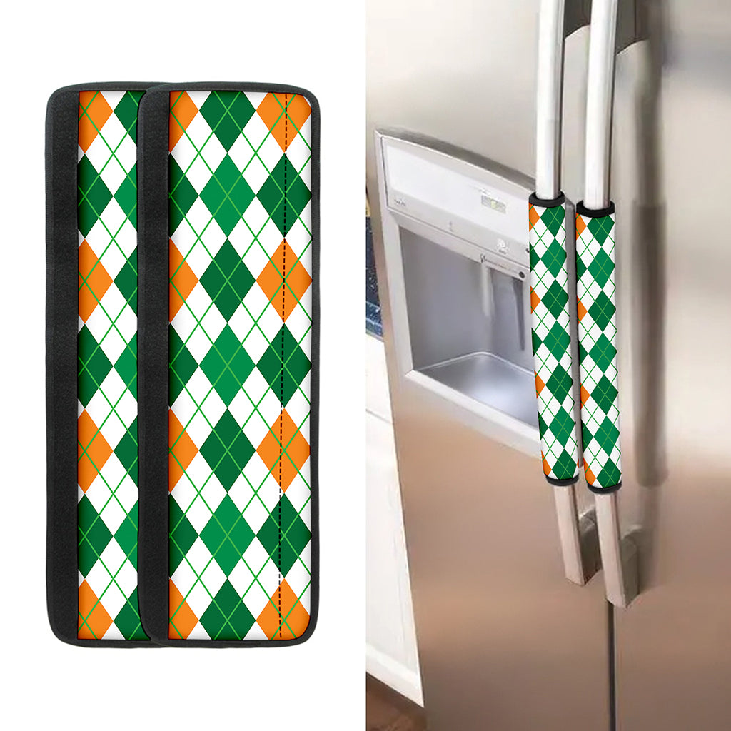 St Patrick's Day Argyle Pattern Print Refrigerator Handle Covers
