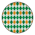 St Patrick's Day Argyle Pattern Print Round Floor Mat
