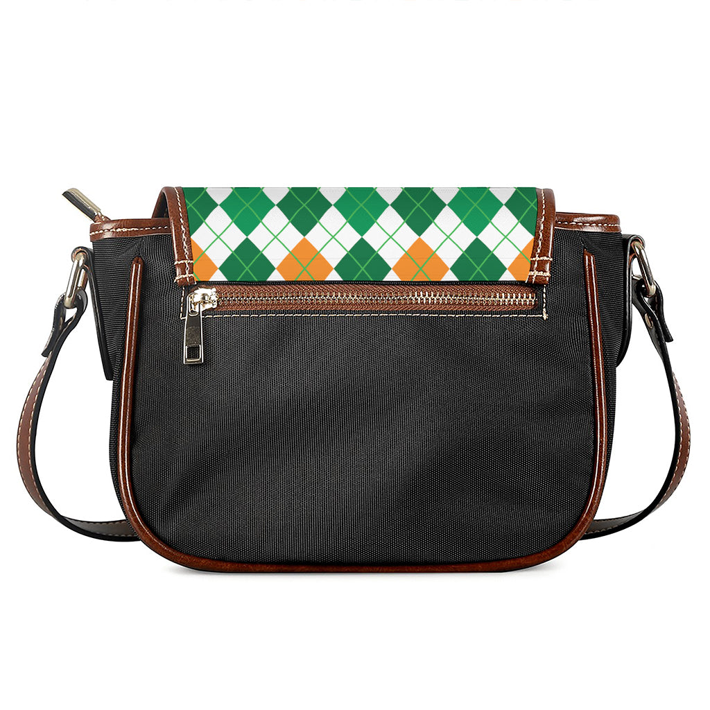 St Patrick's Day Argyle Pattern Print Saddle Bag