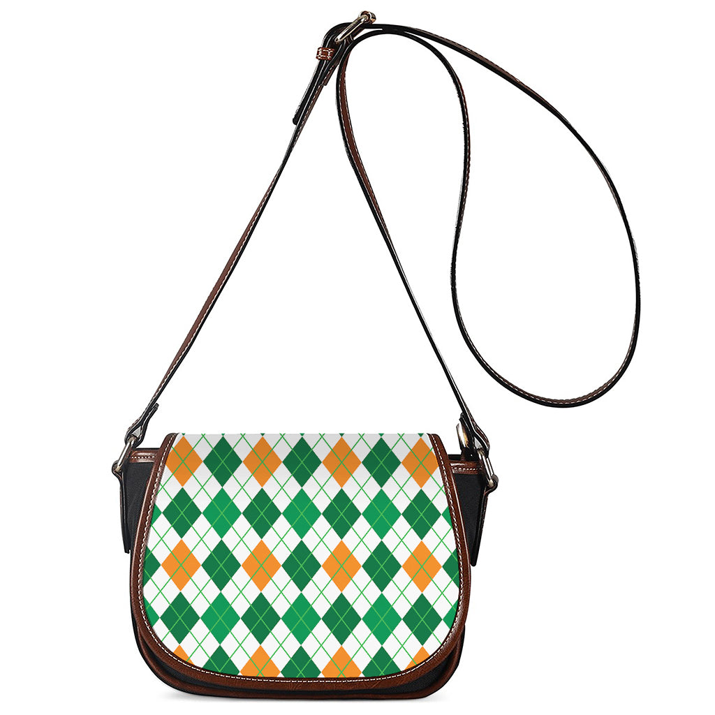 St Patrick's Day Argyle Pattern Print Saddle Bag