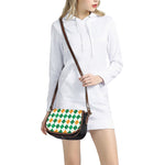 St Patrick's Day Argyle Pattern Print Saddle Bag