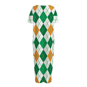 St Patrick's Day Argyle Pattern Print Short Sleeve Long Nightdress