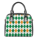St Patrick's Day Argyle Pattern Print Shoulder Handbag