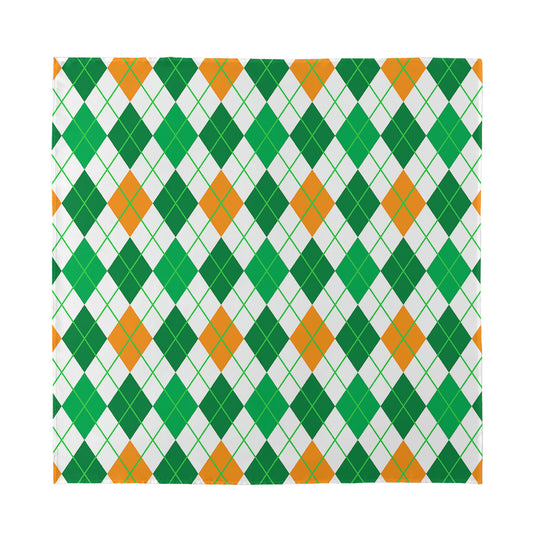 St Patrick's Day Argyle Pattern Print Silk Bandana