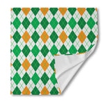 St Patrick's Day Argyle Pattern Print Silk Bandana