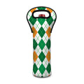 St Patrick's Day Argyle Pattern Print Single Neoprene Wine Tote