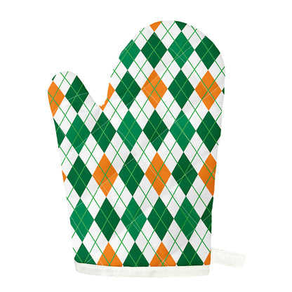 St Patrick's Day Argyle Pattern Print Single Oven Mitt