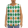St Patrick's Day Argyle Pattern Print Sleeveless Baseball Jersey