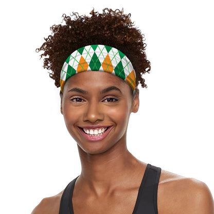 St Patrick's Day Argyle Pattern Print Sports Headband