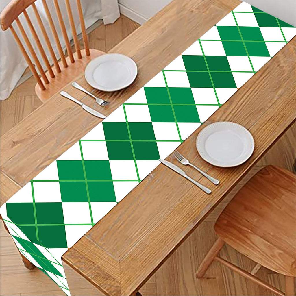 St Patrick's Day Argyle Pattern Print Table Runner