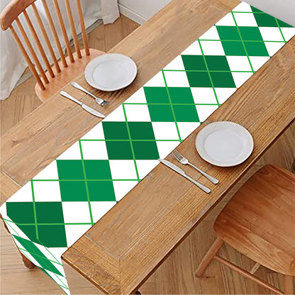 St Patrick's Day Argyle Pattern Print Table Runner