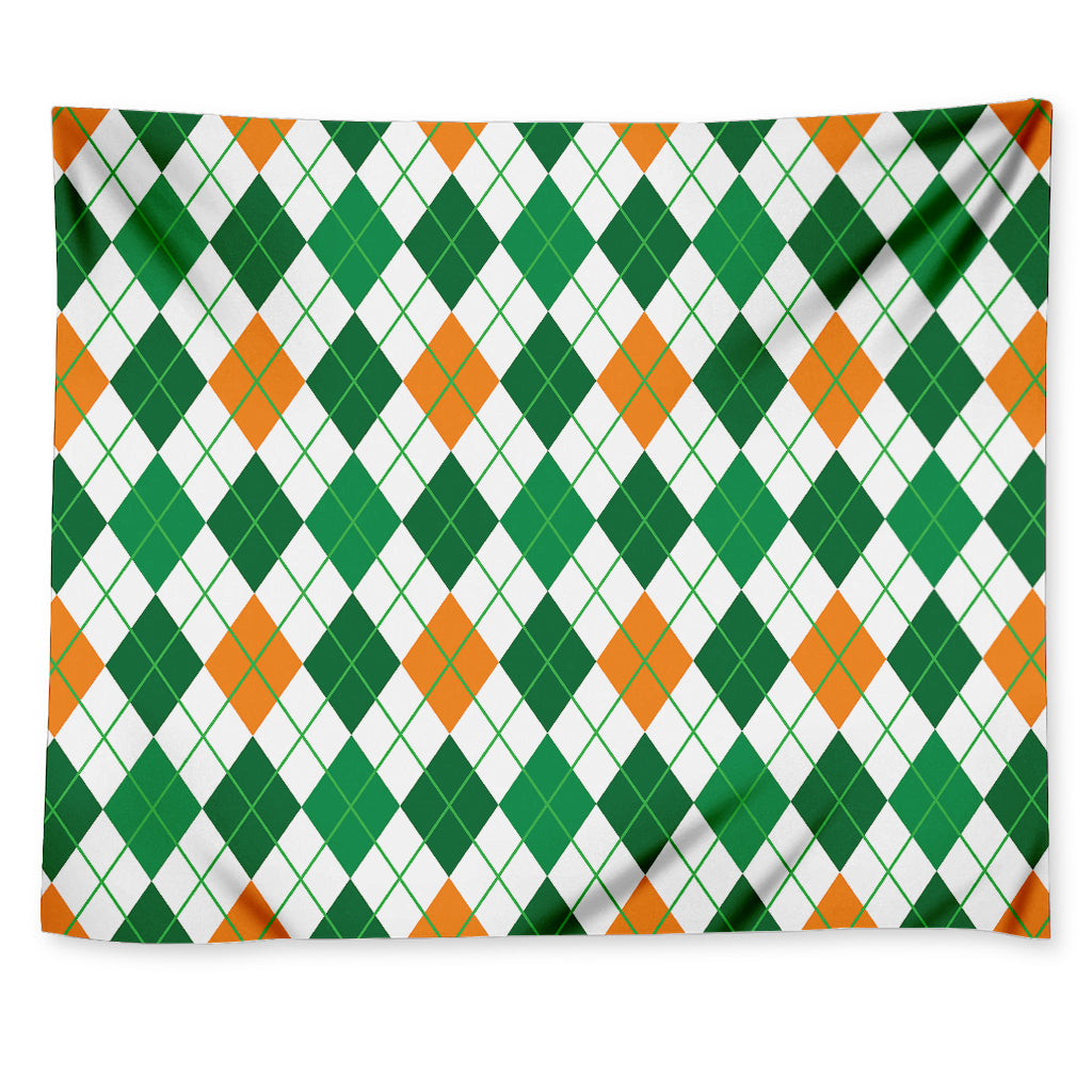 St Patrick's Day Argyle Pattern Print Tapestry