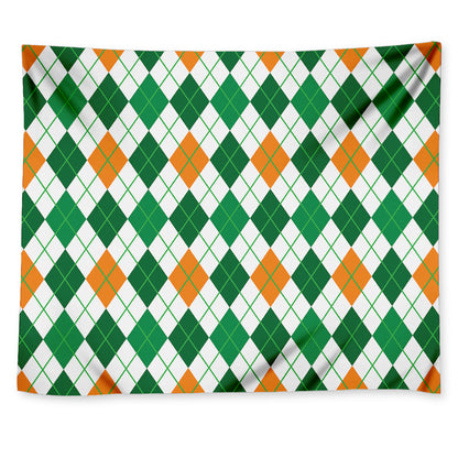 St Patrick's Day Argyle Pattern Print Tapestry