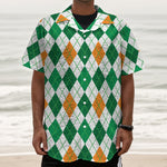 St Patrick's Day Argyle Pattern Print Textured Short Sleeve Shirt