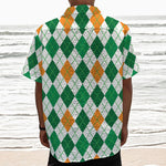 St Patrick's Day Argyle Pattern Print Textured Short Sleeve Shirt