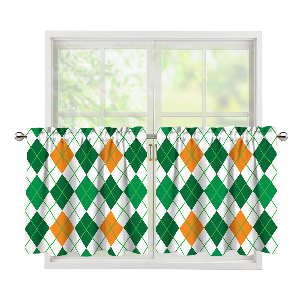 St Patrick's Day Argyle Pattern Print Tier Curtains