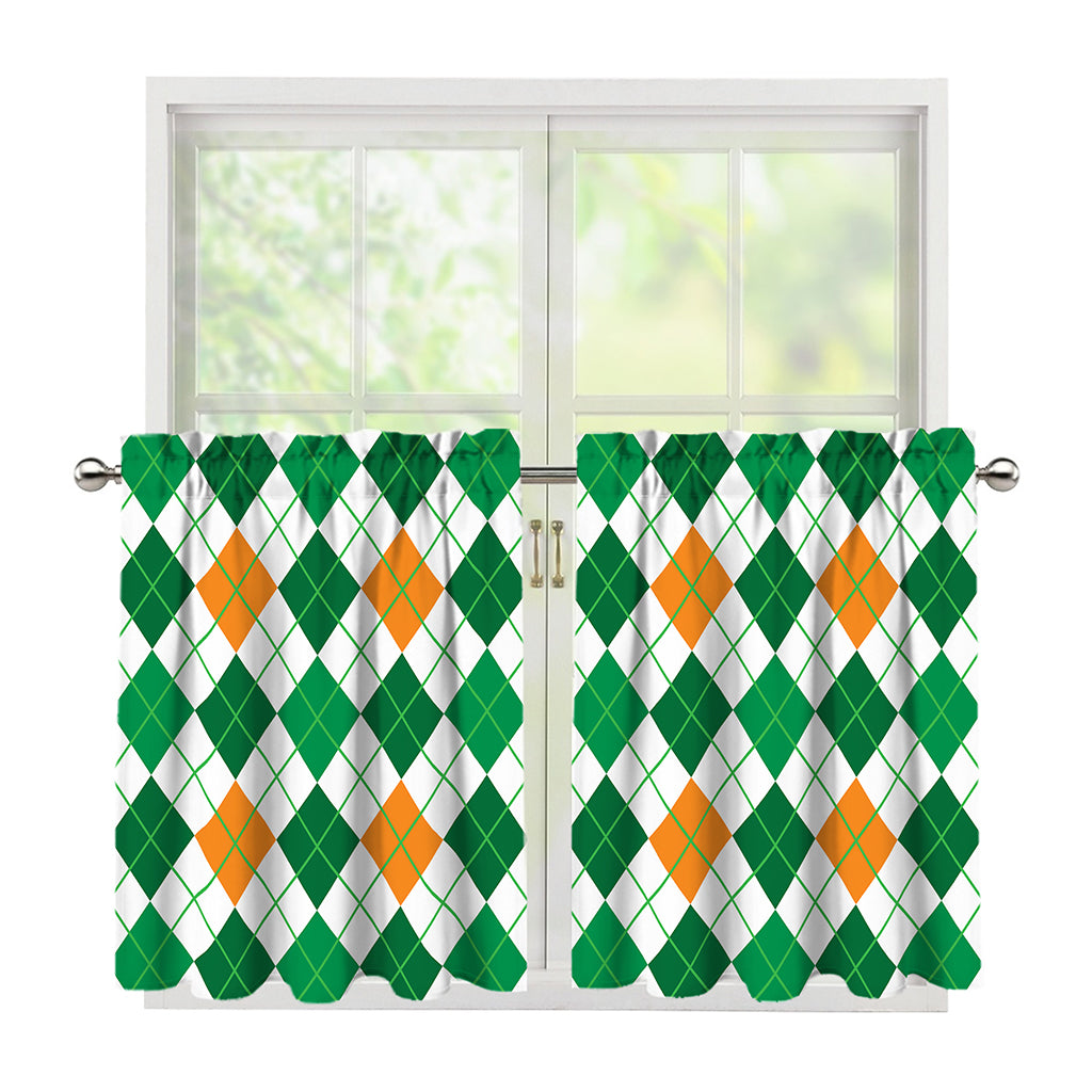 St Patrick's Day Argyle Pattern Print Tier Curtains