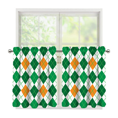 St Patrick's Day Argyle Pattern Print Tier Curtains