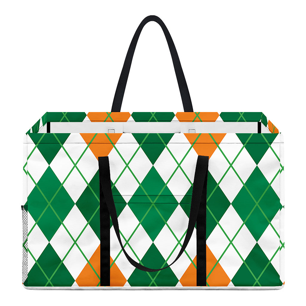 St Patrick's Day Argyle Pattern Print Utility Tote Bag