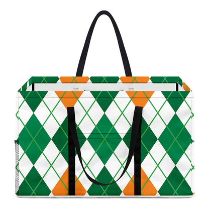 St Patrick's Day Argyle Pattern Print Utility Tote Bag