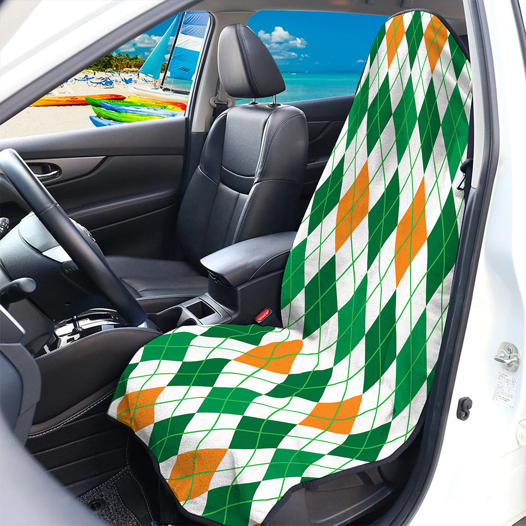 St Patrick's Day Argyle Pattern Print Waterproof Car Seat Cover