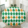 St Patrick's Day Argyle Pattern Print Waterproof Round Tablecloth