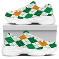 St Patrick's Day Argyle Pattern Print White Chunky Shoes