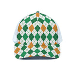 St Patrick's Day Argyle Pattern Print White Mesh Trucker Cap