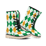 St Patrick's Day Argyle Pattern Print Winter Boots