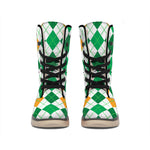 St Patrick's Day Argyle Pattern Print Winter Boots