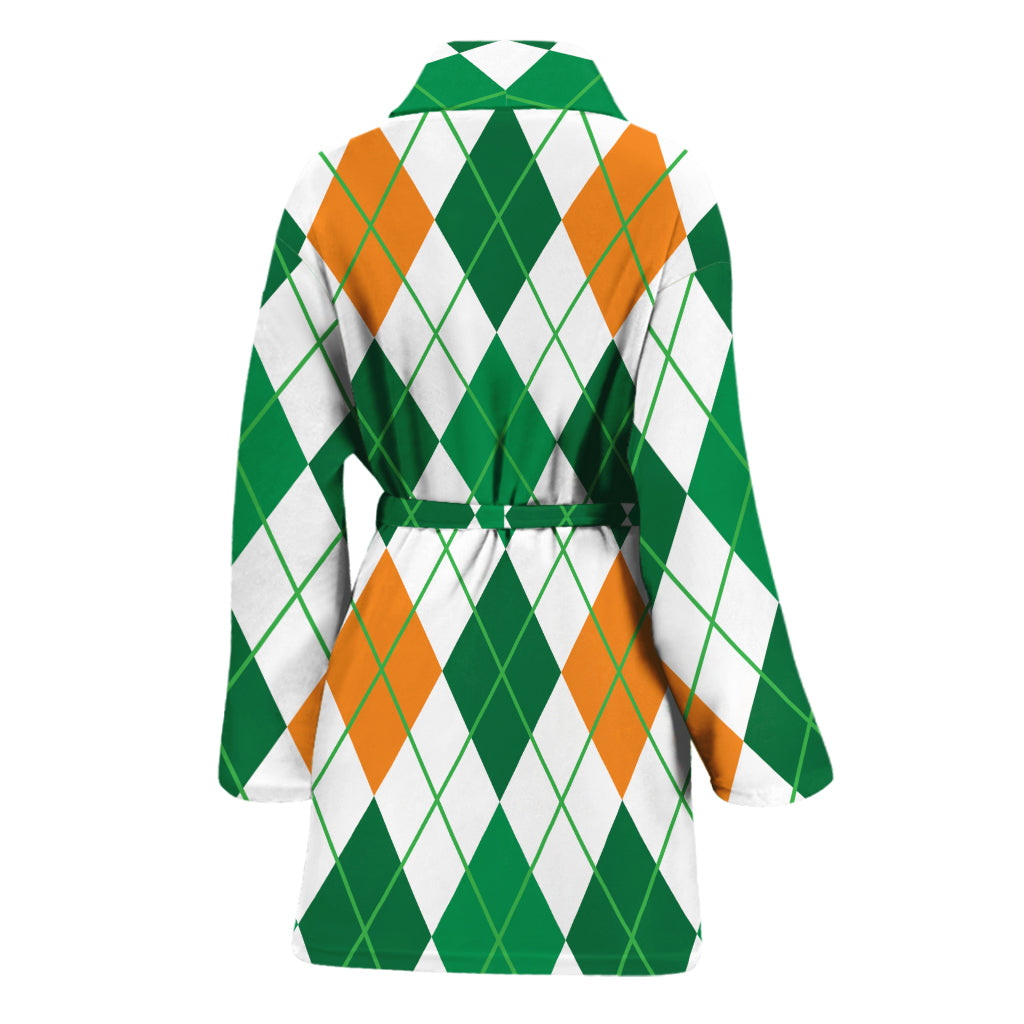 St Patrick's Day Argyle Pattern Print Women's Bathrobe