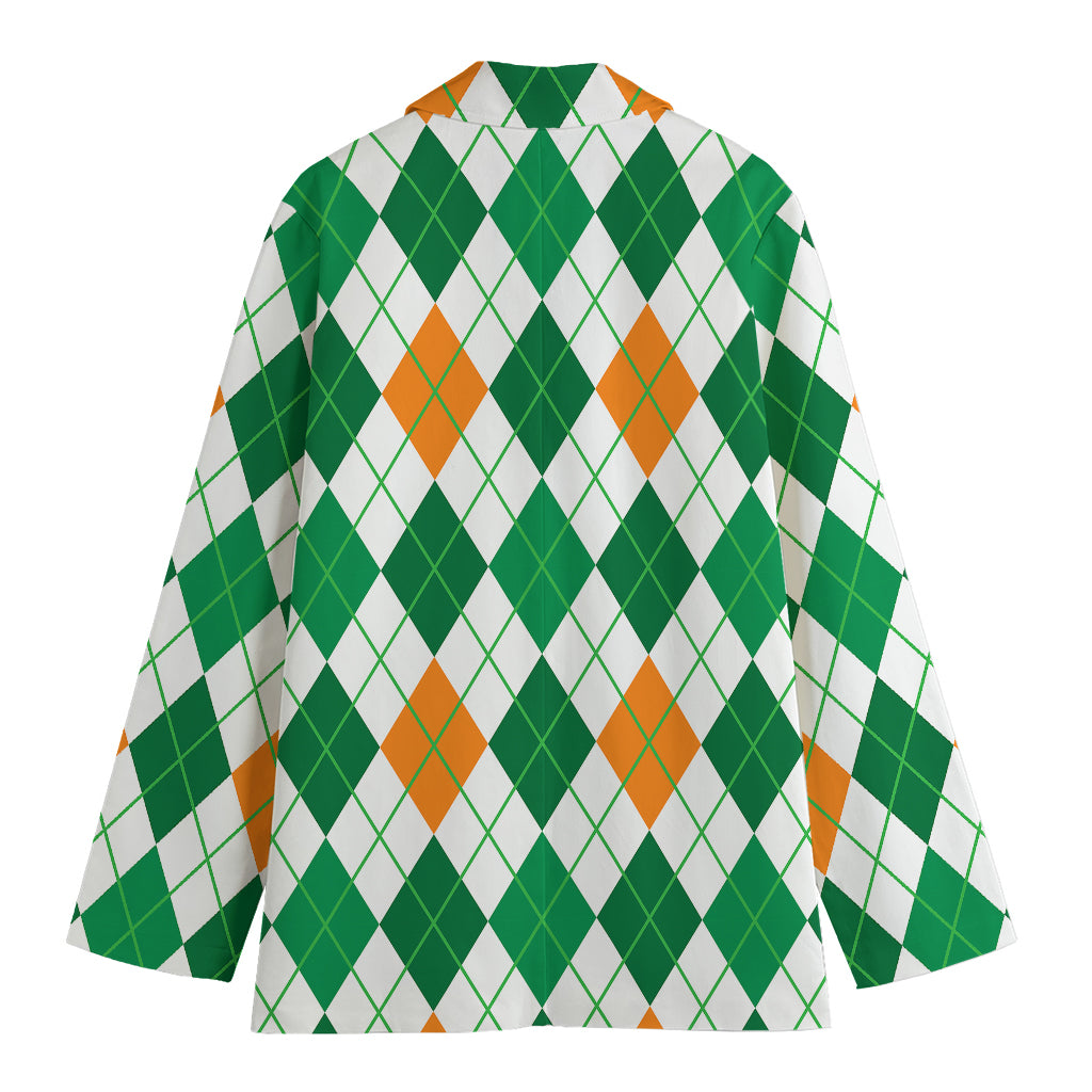 St Patrick's Day Argyle Pattern Print Women's Blazer