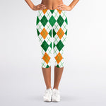St Patrick's Day Argyle Pattern Print Women's Capri Leggings