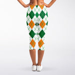 St Patrick's Day Argyle Pattern Print Women's Capri Leggings