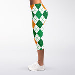 St Patrick's Day Argyle Pattern Print Women's Capri Leggings