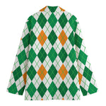 St Patrick's Day Argyle Pattern Print Women's Cotton Blazer