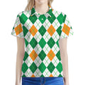 St Patrick's Day Argyle Pattern Print Women's Polo Shirt