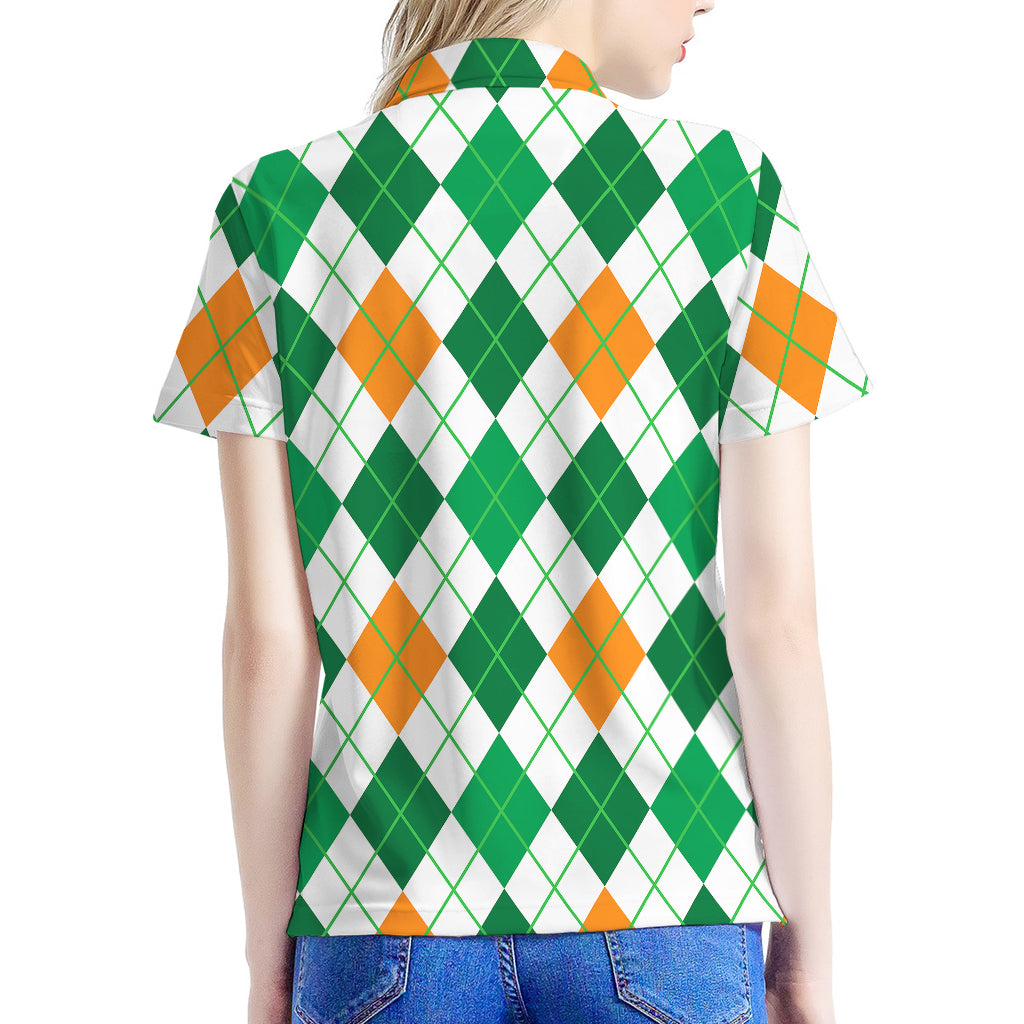 St Patrick's Day Argyle Pattern Print Women's Polo Shirt