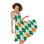 St Patrick's Day Argyle Pattern Print Women's Sleeveless Dress