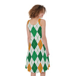 St Patrick's Day Argyle Pattern Print Women's Sleeveless Dress