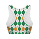 St Patrick's Day Argyle Pattern Print Women's Sports Bra