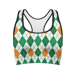 St Patrick's Day Argyle Pattern Print Women's Sports Bra