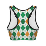 St Patrick's Day Argyle Pattern Print Women's Sports Bra