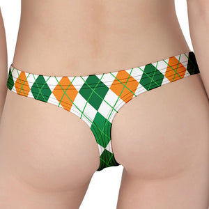 St Patrick's Day Argyle Pattern Print Women's Thong