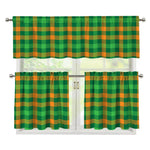 St. Patrick's Day Buffalo Check Print 3 Piece Kitchen Curtains